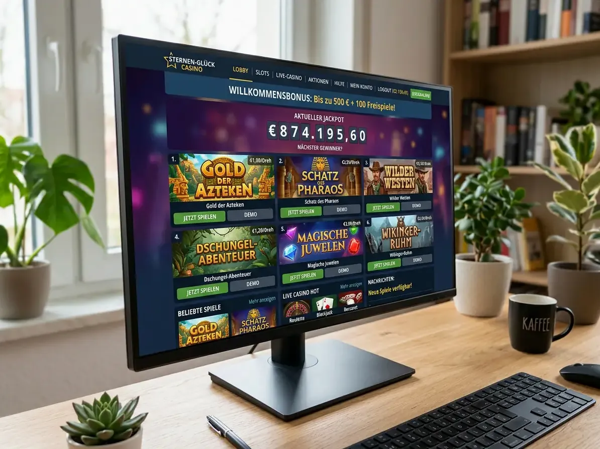 Startseite von Winit mit Spielen und Aktionen